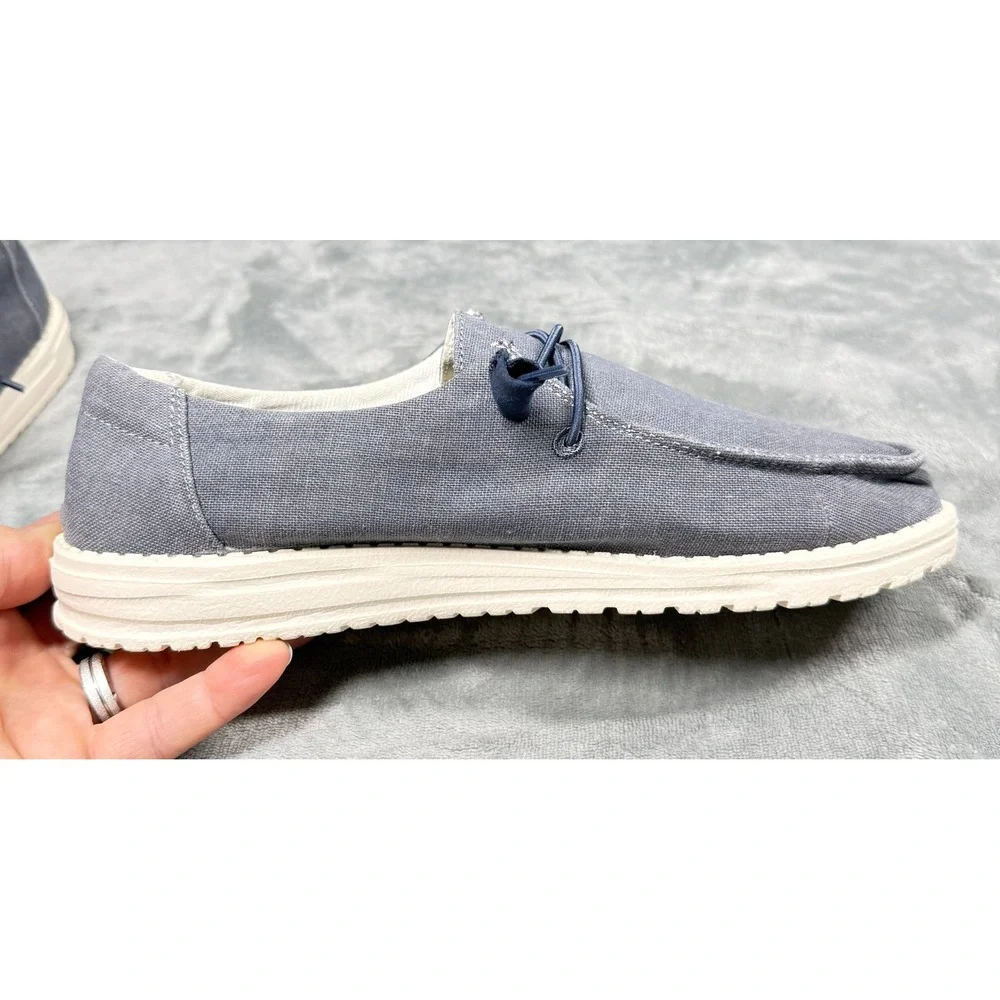 Hey Dude Wendy Chambray Shoes Womens 9 Gray Slip On Casual Loafer